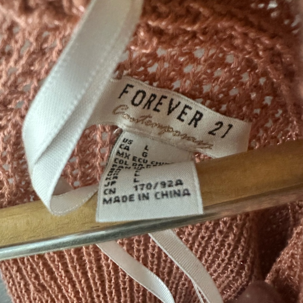 Forever 21 Rust Orange Knit Wrap Sweater Top V-Neck L - Picture 3 of 7